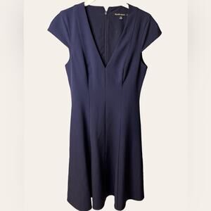 Black Halo Navy Blue Short Sleeve Fit and Flare Dress Size 4
